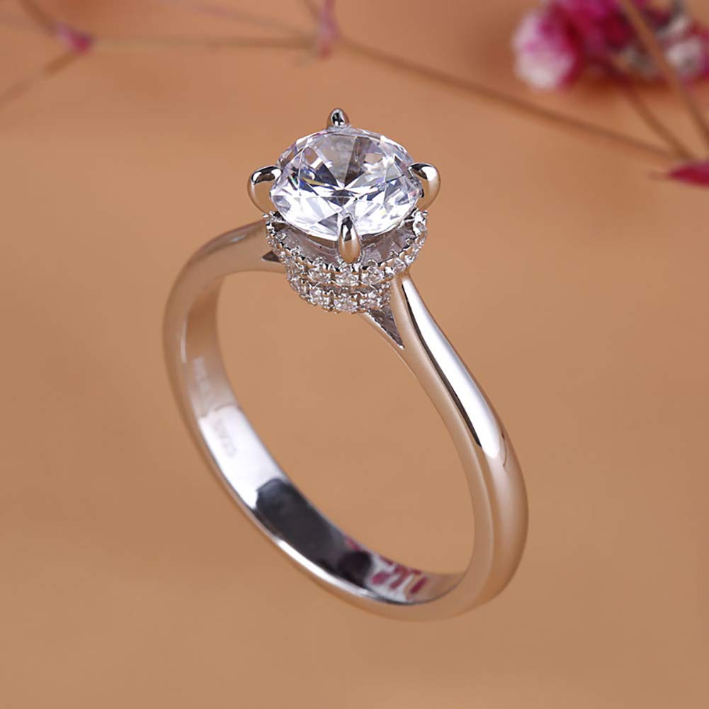 Jeulia 2 Carat Solitaire Engagement Ring - 925 Sterling Silver Round Cut Cubic Zirconia Wedding Band - White Gold Plated Eternity Promise Ring for Women - Anniversary Jewelry Gift for Her (Perfect for Proposals, Weddings & Romantic Occasions)