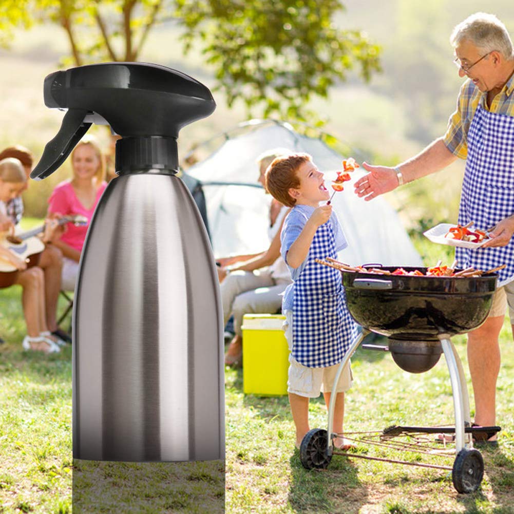 BOLLAER 500ML Stainless Steel BBQ Oil Spray Bottle - Food Grade Cooking Oil Sprayer for Grilling, Baking, Roasting & Frying | Perfect for Outdoor BBQ, Kitchen, Camping & Restaurant Use