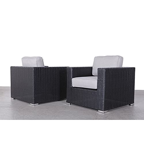 Outdoor Club Chair Set of 2 with Cushions - Waterproof Patio Furniture for Garden, Poolside, Deck & Backyard Relaxation