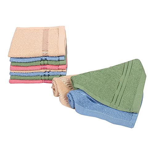 GRGRASP 100% Cotton Soft 300 GSM Face Towel Set of 12, 27x27cm Small, Multi Color - Perfect for Gym, Travel, and Daily Skincare Routine