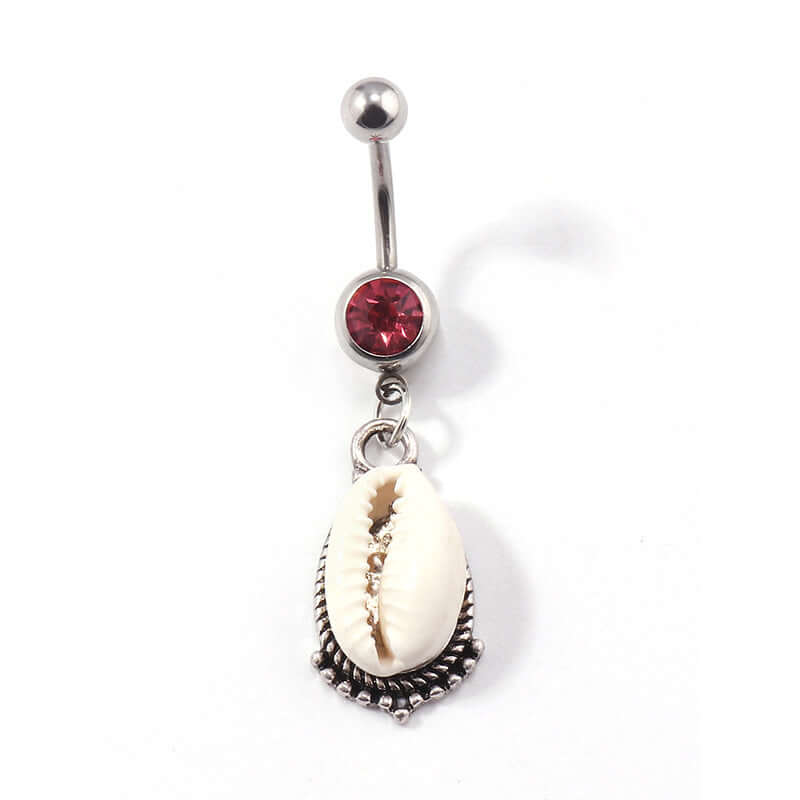 14G Seashell Dangle Navel Belly Ring Piercing Jewelry - Ocean Wave Design for Women | Perfect for Beach Parties, Summer Fashion & Body Piercing Enthusiasts | XBC76