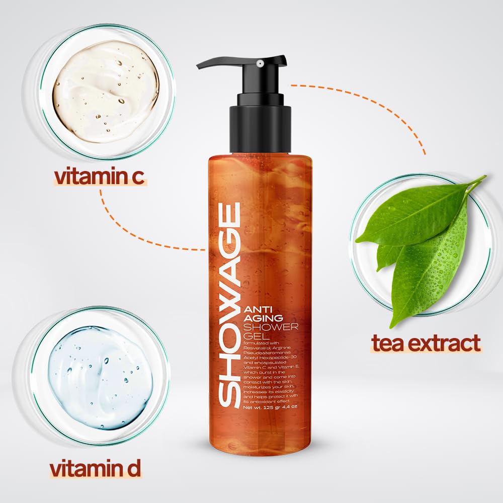 Anti-Aging Shower Gel & Body Wash - Moisturizing & Firming Cleanser for Youthful Skin | Hydrating Skin Care for Daily Use in Bath & Shower (Pack of 6)