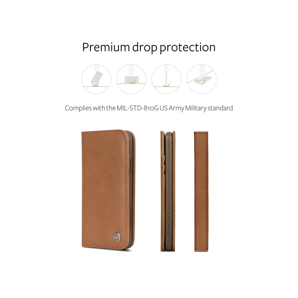 Moshi Overture Vegan Leather Wallet Case for iPhone Xs/X (5.8-inch) - Card Holder & Phone Cover in Charcoal Black | Perfect for Everyday Use, Travel & Business