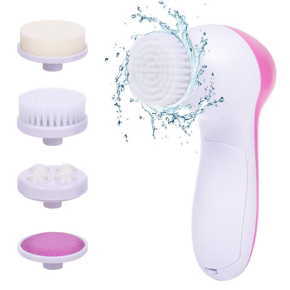 SVK Dream Facial Kit - 5-in-1 Multifunctional Beauty Brush for Deep Cleansing, Exfoliation & Face Massage | Electric Skin Care Tool for Blackheads Removal & Pore Cleaning | Perfect for Home Spa & Travel Skincare Routine