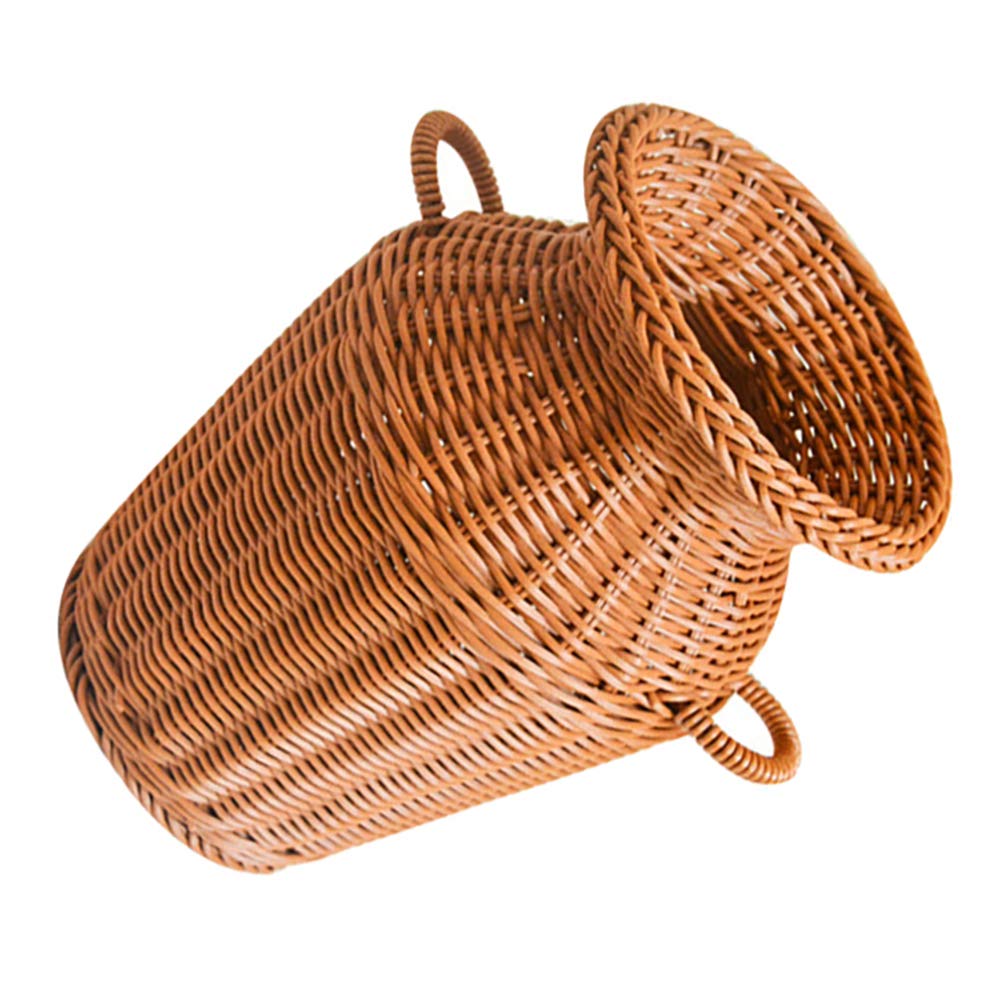Vintage Rattan Flower Basket Planter - Rustic Farmhouse Wicker Vase for Home Decor, Wedding Centerpiece, and Country Style Floral Arrangements