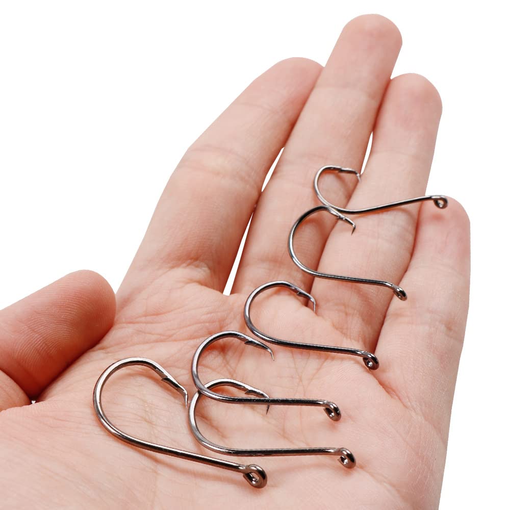 JOYGO FISHAN Fishing Hooks Kit - 50PCS High Carbon Steel Circle & Octopus Hooks for Saltwater Freshwater Fishing - Durable Catfish Bass Trout Hooks with Worm Keeper - Perfect for Deep Sea Shoreline Kayak Fishing