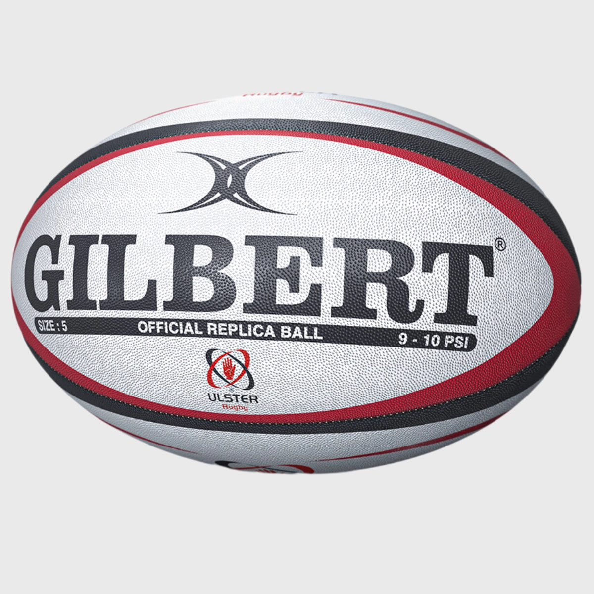 Gilbert Ulster Replica Rugby Ball - Official Size 5 Match Rugby Ball for Training & Games - Perfect for Rugby Practice, Matches, and Gifts for Rugby Fans
