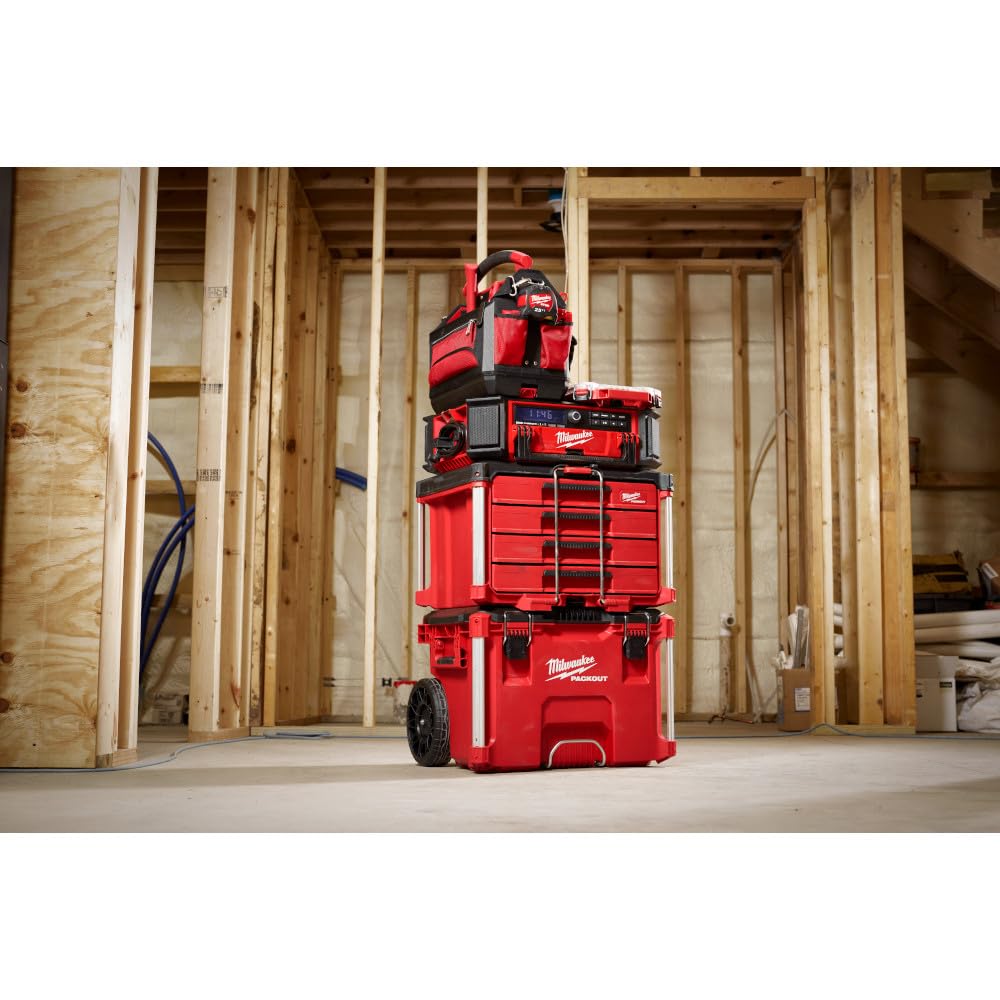 Milwaukee Packout 4 Drawer Tool Organizer Box 48-22-8444 - Heavy Duty Storage for Tools & Accessories - Perfect for Job Sites, Workshops & DIY Projects