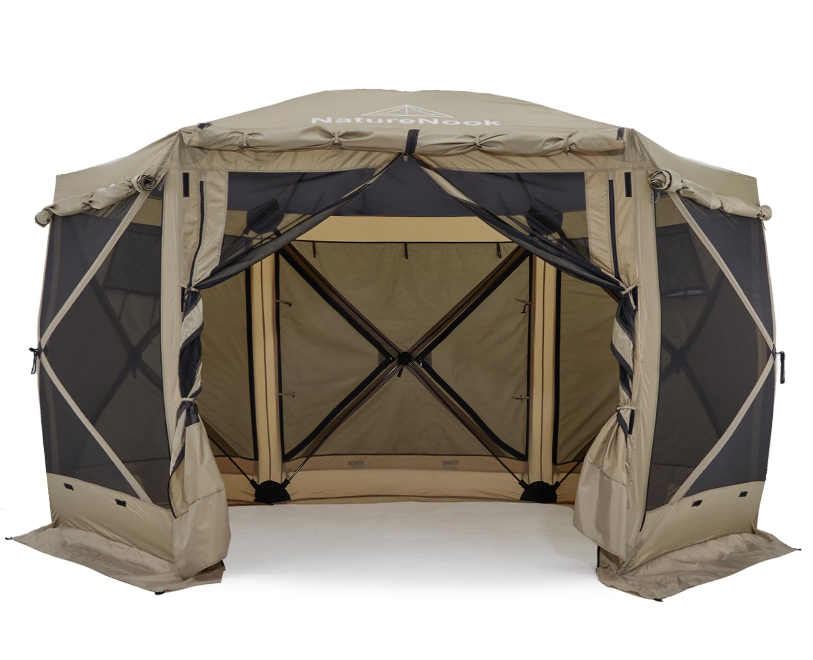 12x12 FT Pop Up Gazebo Tent with Awnings & Sidewalls - Portable Outdoor Canopy Shelter for Camping, Patio, Backyard - Waterproof 6-Sided Screen Tent for 8 Person Family Gatherings, Picnics & Outdoor Events