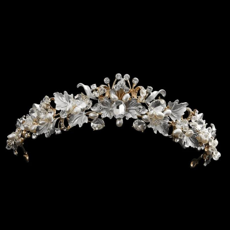 Sparkling Bridal Tiara with Swarovski Crystals & Freshwater Pearls - Elegant Wedding Hair Accessory for Bride, Bridesmaids & Flower Girls | Perfect for Weddings, Prom, Quinceañera & Special Occasions