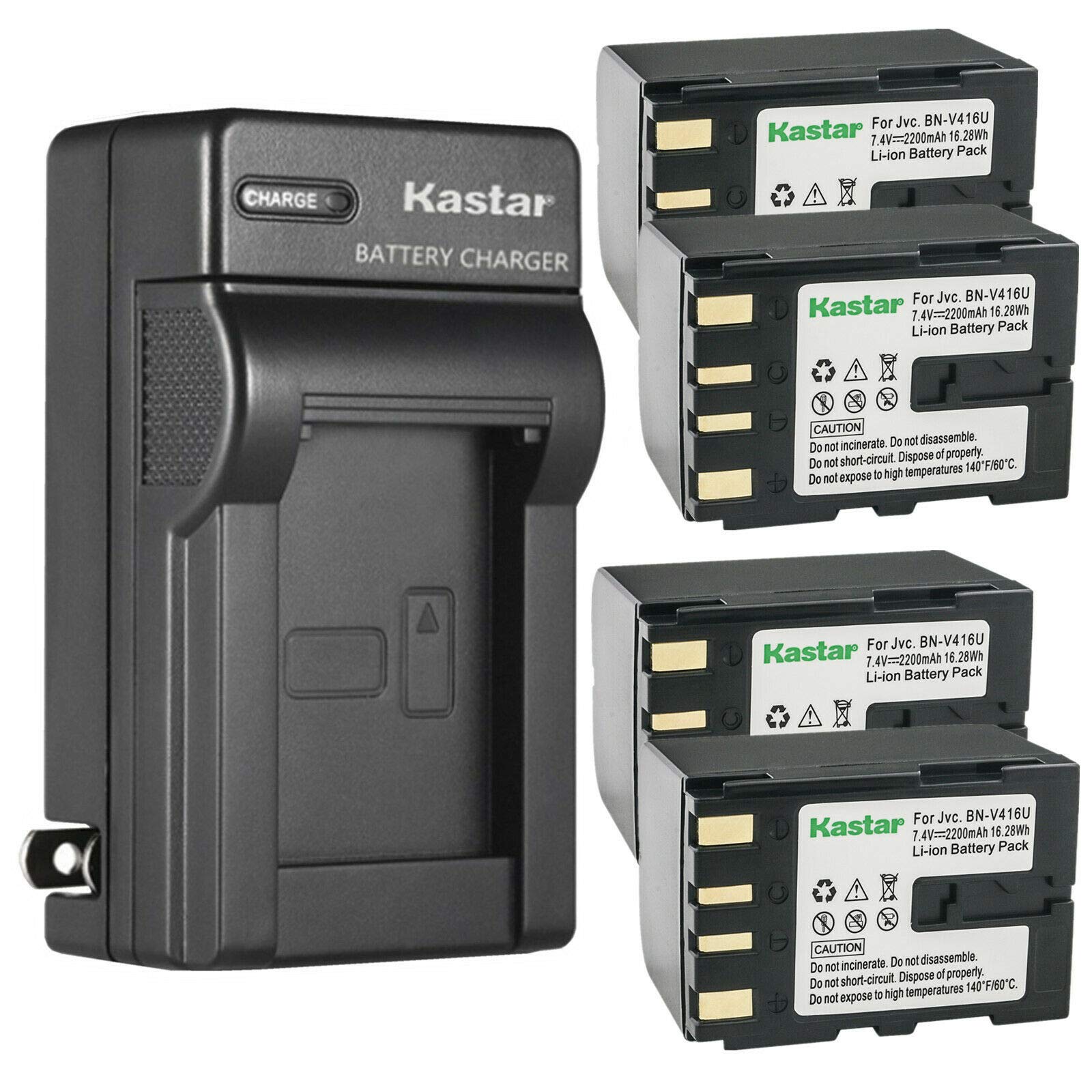 Kastar 4-Pack Replacement Battery & AC Wall Charger for JVC GR-D Series Camcorders (Compatible with GR-D91US, GR-D92, GR-D93, GR-D94, GR-D95US, GR-D200US, GR-D220, GR-D225, GR-D228, GR-D230, GR-D231) - Perfect for Travel, Vlogging & Home Video Recording
