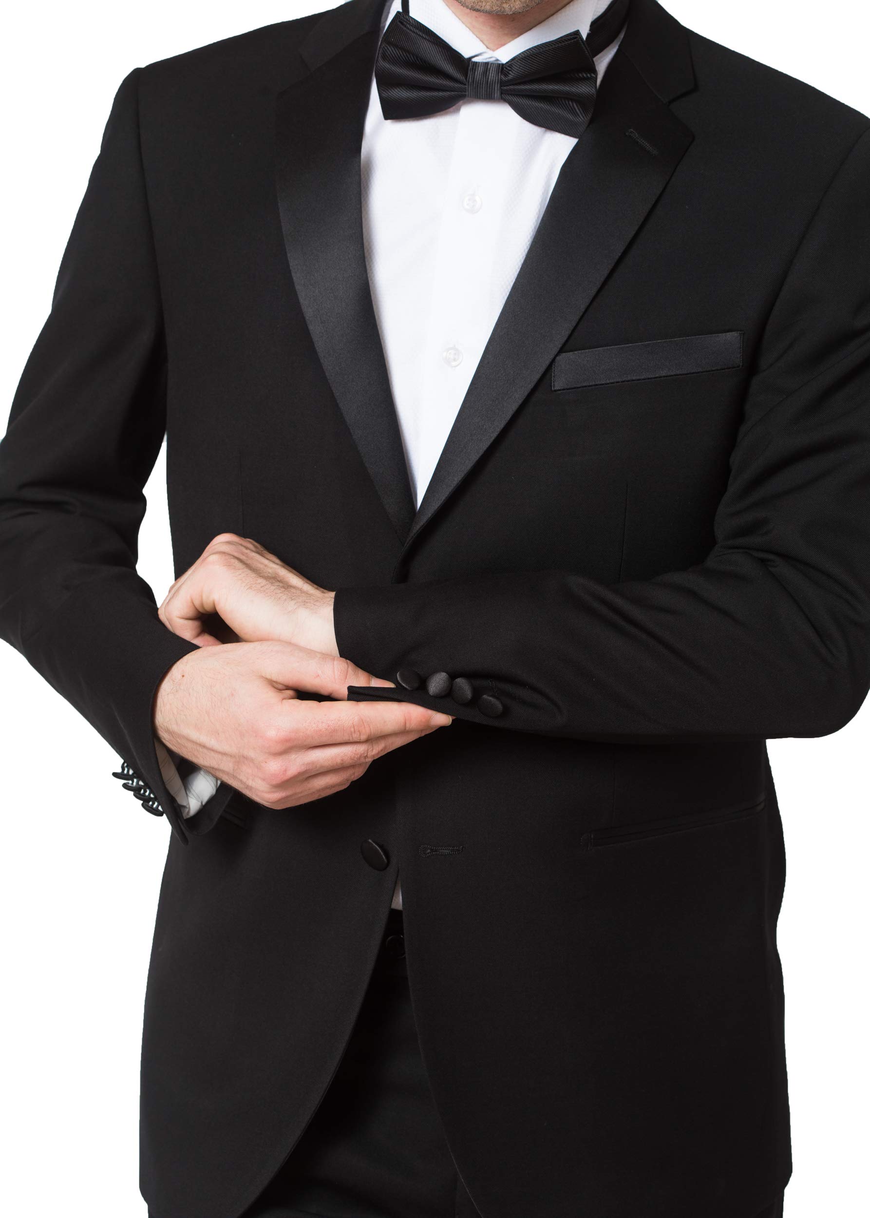 Adam Baker Men's Classic & Slim Fit Two-Piece Formal Tuxedo Suit for Weddings & Prom - Black, Navy & Gray in Sizes 36-48 | Premium Wool Blend Tuxedo for Grooms & Special Occasions
