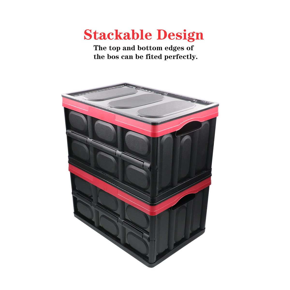GUOZI 30L Collapsible Storage Bin with Lid - Durable Plastic Folding Storage Crate | Stackable Organizer Box for Toys, Photos, Office, Nursery, Wardrobe & Bookshelf | Perfect for Home Organization & Space Saving