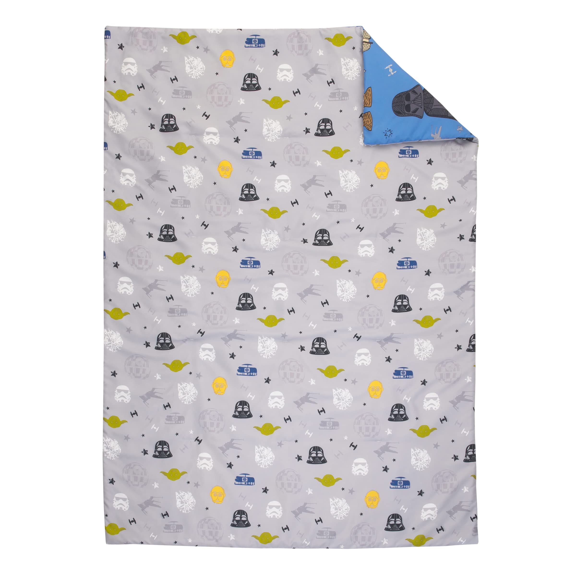 Disney Star Wars New Again 4-Piece Toddler Bedding Set - Soft Cotton Bed Sheets, Blanket & Pillowcase for Kids Room Decor & Nursery Theme - Perfect for Baby Boys & Girls Bedroom, Gift for Star Wars Fans