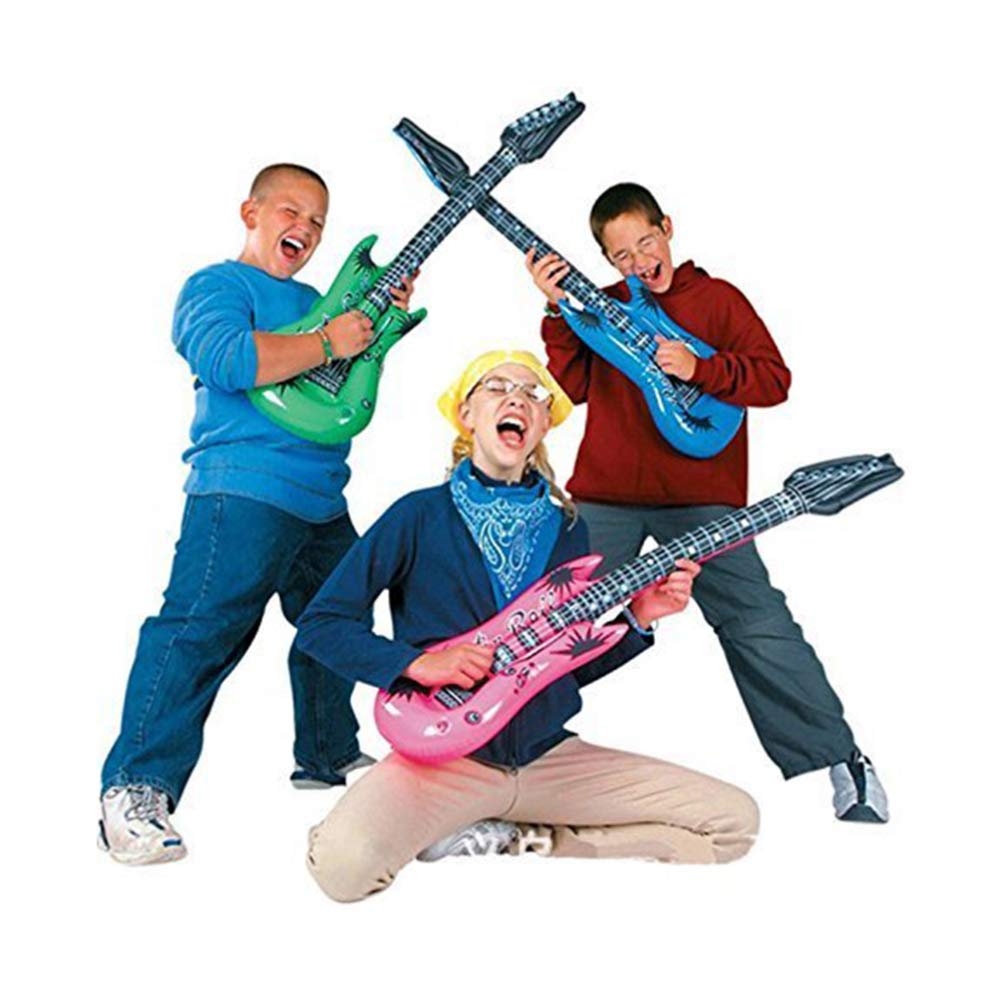 Jojofuny 6-Piece Inflatable Guitar Set - Waterproof Rock Musical Toy Instrument, 36-Inch Themed Decor for Kids | Perfect for Birthday Parties, Pool Floats, and Music-Themed Events