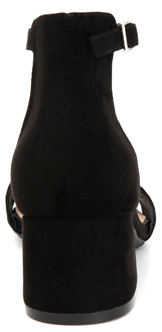 London Fog Women's Nikki Low Block Heel Ankle Strap Pump Sandals - Comfortable Dress Shoes for Work, Weddings & Special Occasions