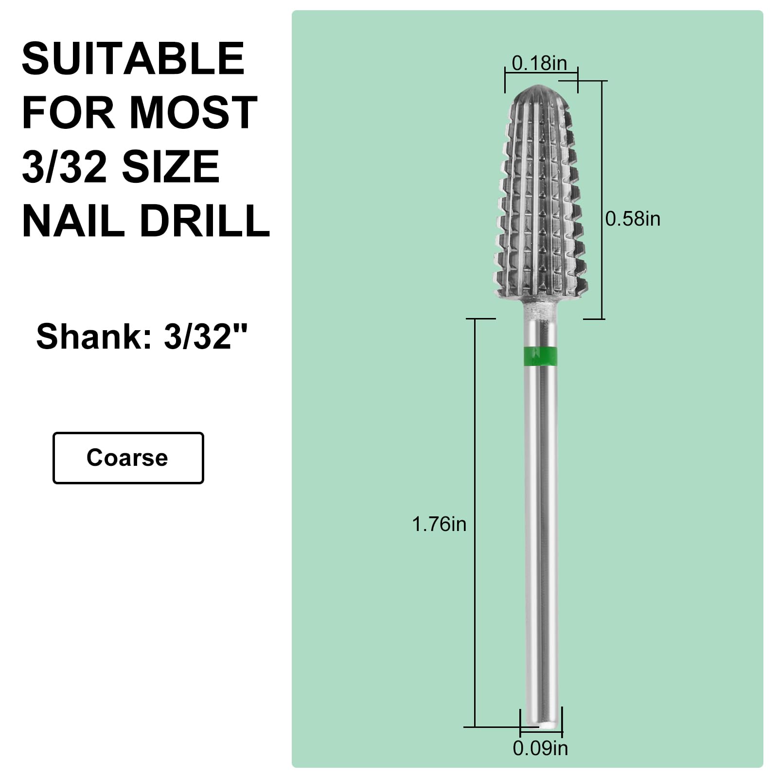 5-in-1 Tungsten Carbide Nail Drill Bits for Acrylic Gel Nails - Coarse 3/32