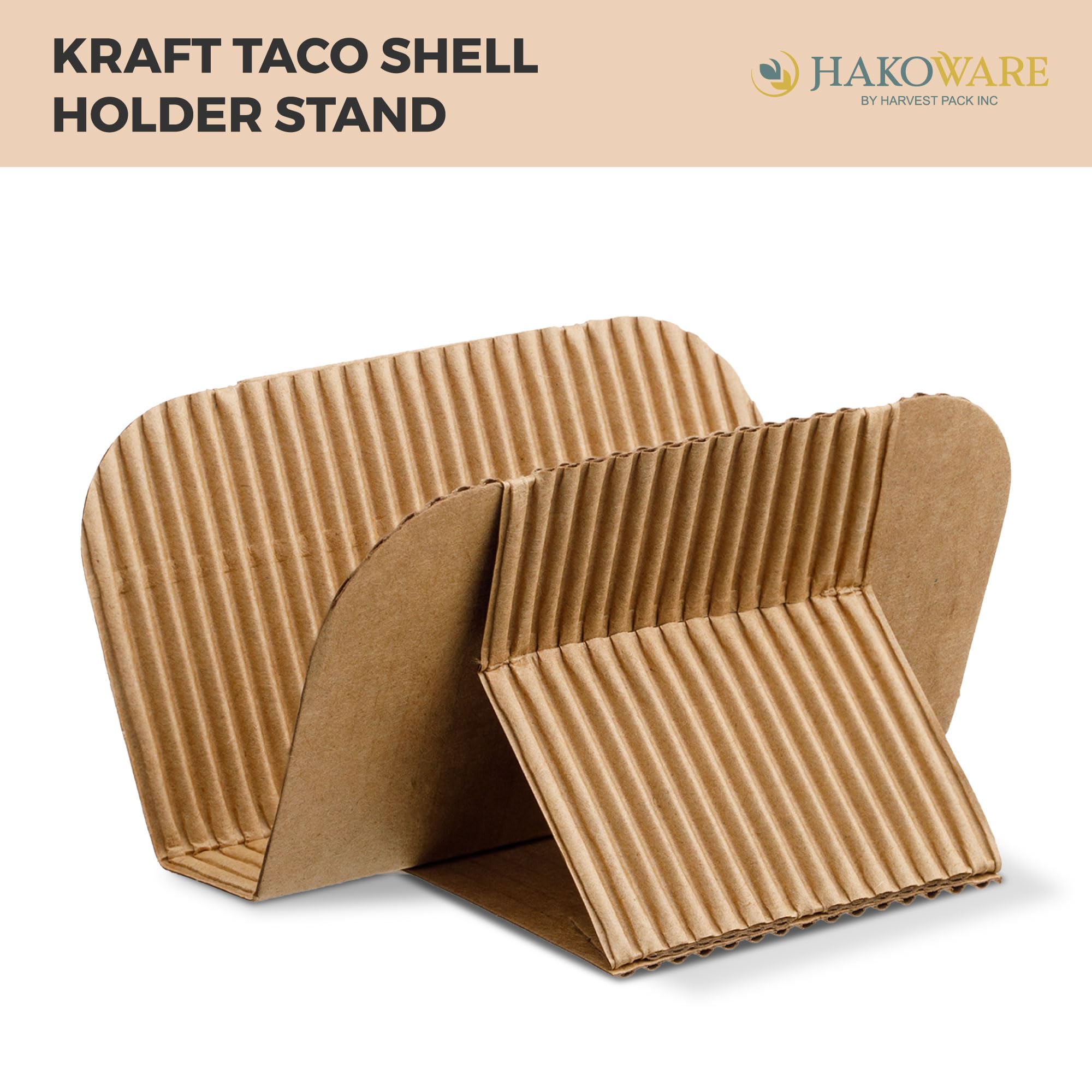 1000-Pack AURA by HARVEST PACK Disposable Kraft Taco Holder Stand - Serving Rack for Hot Dogs, Waffles, Sandwiches, Shawarmas, Gyros & Pita Wraps - Perfect for Taco Parties, Food Trucks & Catering Events