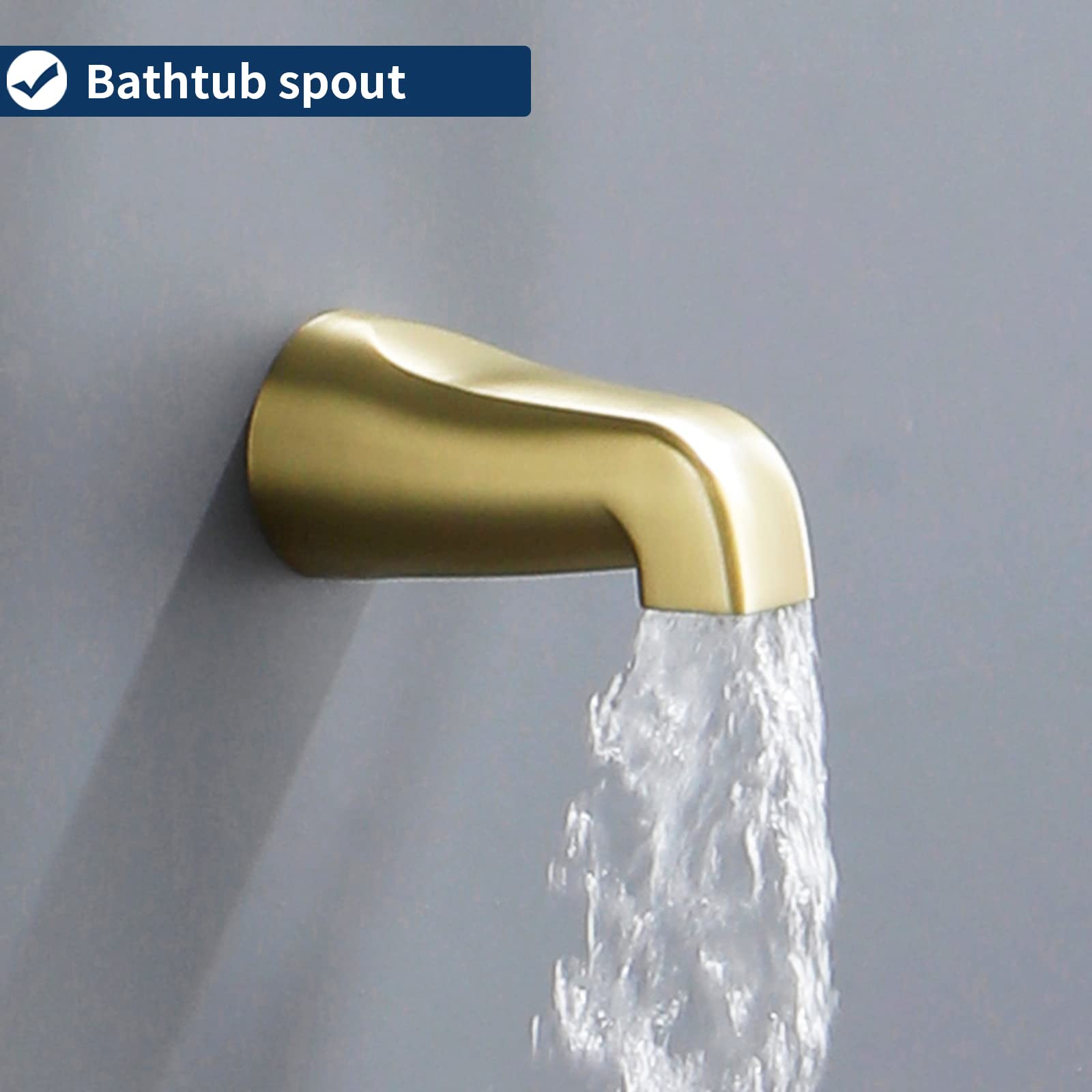3 Handle Shower Faucet Set with Tub Spout - Complete Bathtub Shower System in Brushed Gold - Perfect for Bathroom Renovation & Luxury Spa Experience
