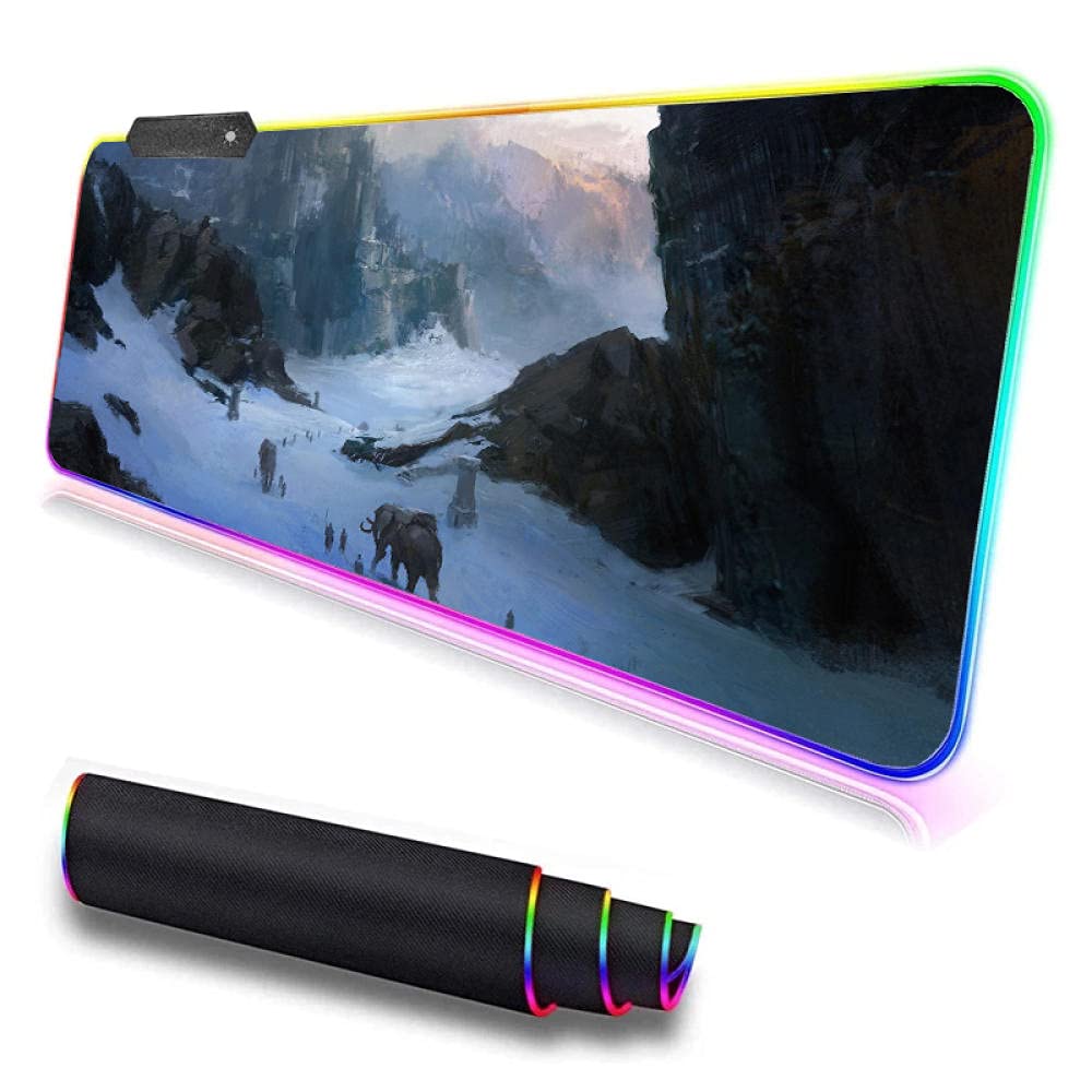 RGB Gaming Mouse Pad with LED Backlight - Large 700mm x 300mm Non-Slip Desk Mat for PC Gaming, Office & Home Use - Perfect for Guild Wars 2 Fans & Professional Gamers