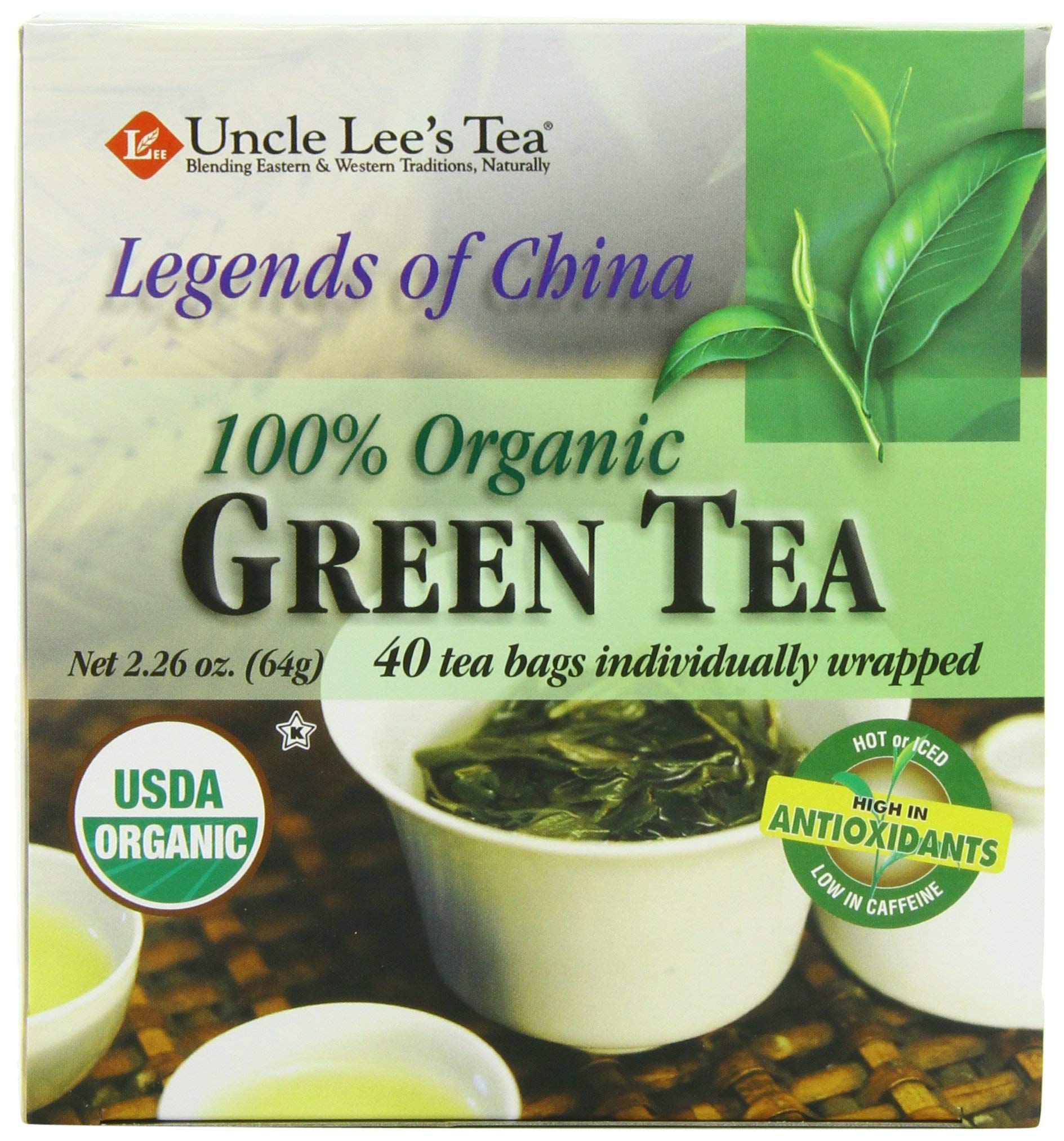 Organic Green Tea Bags by Uncle Lee's - 40 Count Box (Pack of 6) | Premium Loose Leaf Tea Alternative for Office, Travel & Daily Detox | Caffeine-Free Herbal Tea for Relaxation & Wellness