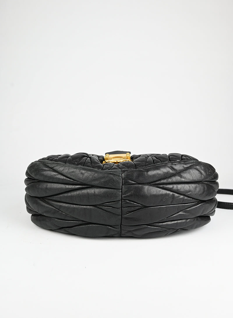 Miu Miu Black Quilted Leather Handbag - Luxury Designer Shoulder Bag for Women, Perfect for Work, Evening Events & Travel