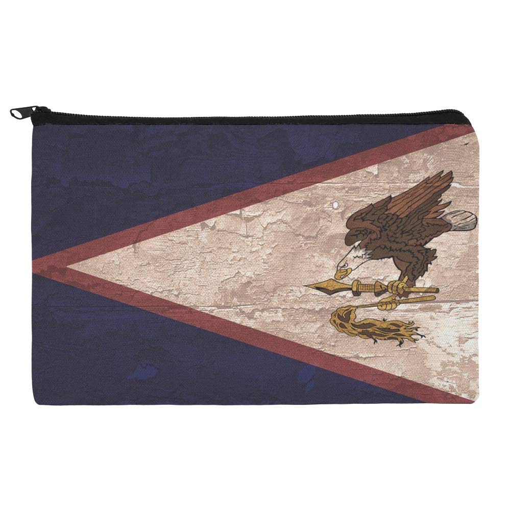 Vintage Distressed American Samoa Flag Makeup Bag - Waterproof Cosmetic Organizer Pouch for Travel, Gym & Daily Use | Rustic Style