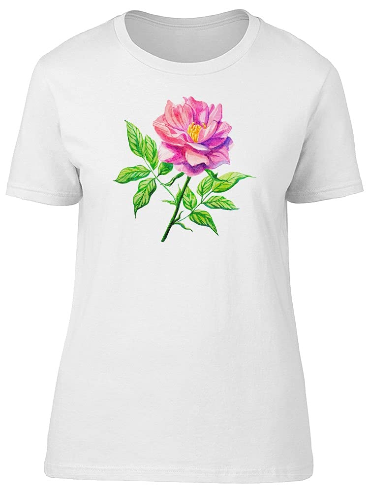 Smartprints Women's Cool Pink Watercolor Rose Flower T-Shirt - Soft Cotton Casual Tee for Summer Outfits, Date Nights & Weekend Wear
