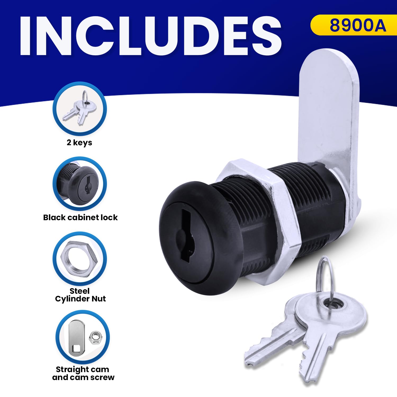 FJM Security 8900A-BLK-KD Disc Tumbler Cam Lock - Smart Home Cabinet Lock, Baby Proofing Solution & Drawer Lock for Home Improvement (1 1/8
