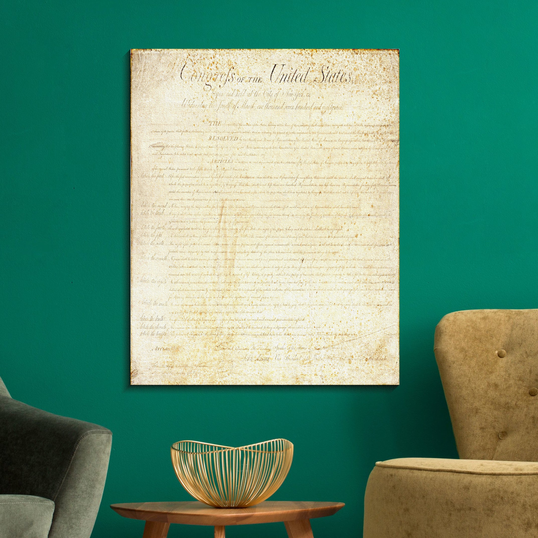 Bill of Rights Canvas Print - American Constitution Artwork for Home & Office Decor - Perfect for History Classrooms, Law Offices & Patriotic Gifts