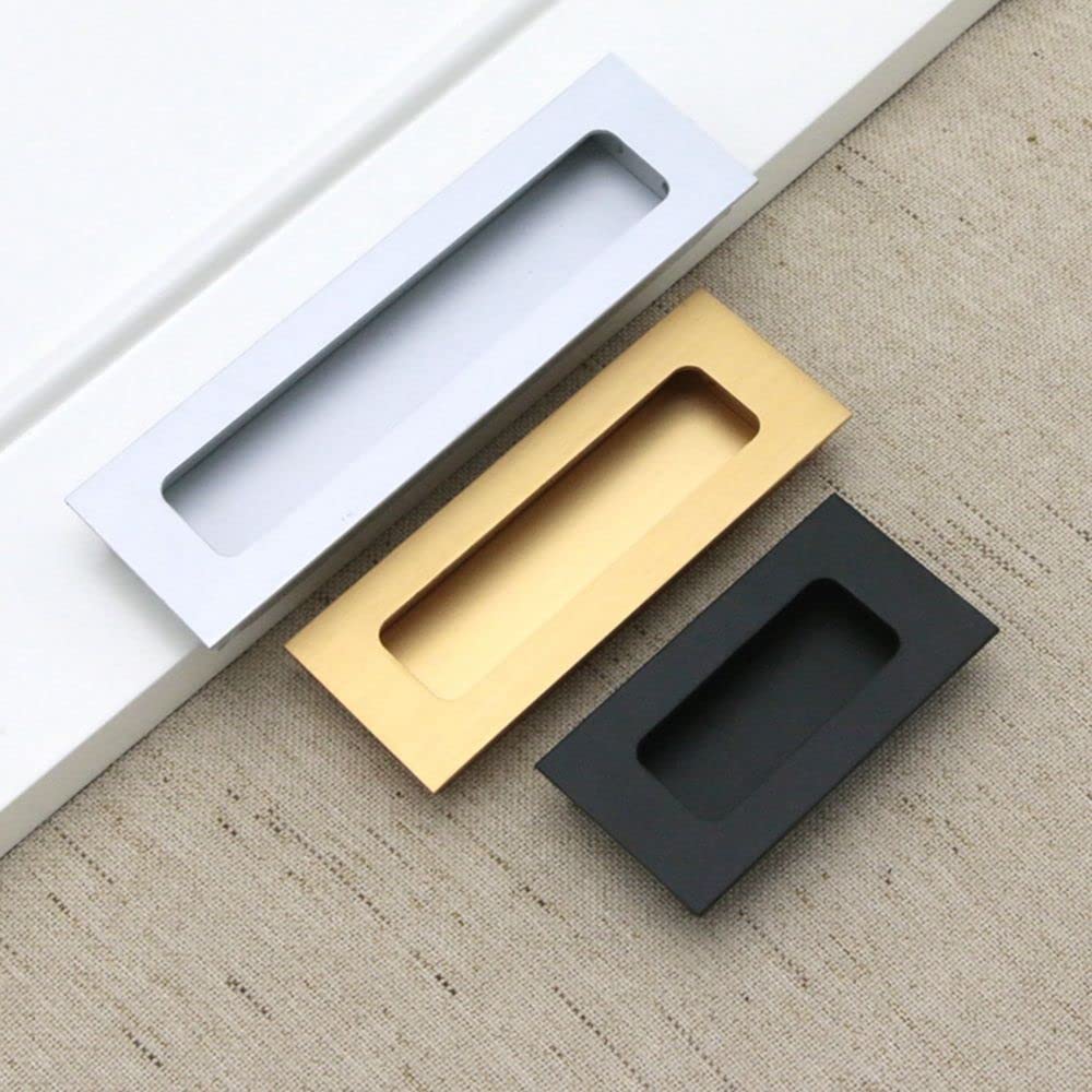 Brushed Aluminum Flush Pulls for Sliding Barn & Closet Doors - 64mm Silver