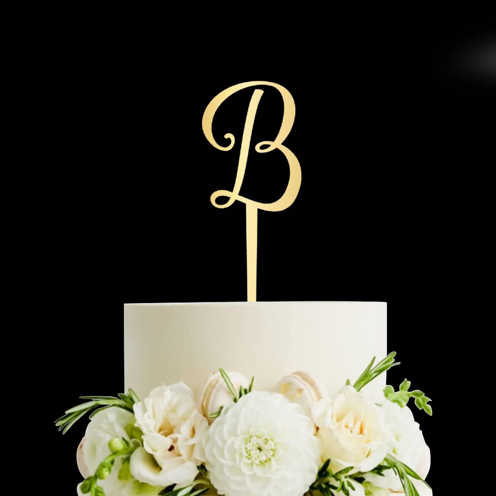 Gold Glitter Letter B Cake Topper - Personalized Acrylic Birthday & Wedding Cake Decoration - Rustic Party Supplies for Birthdays, Weddings & Special Celebrations
