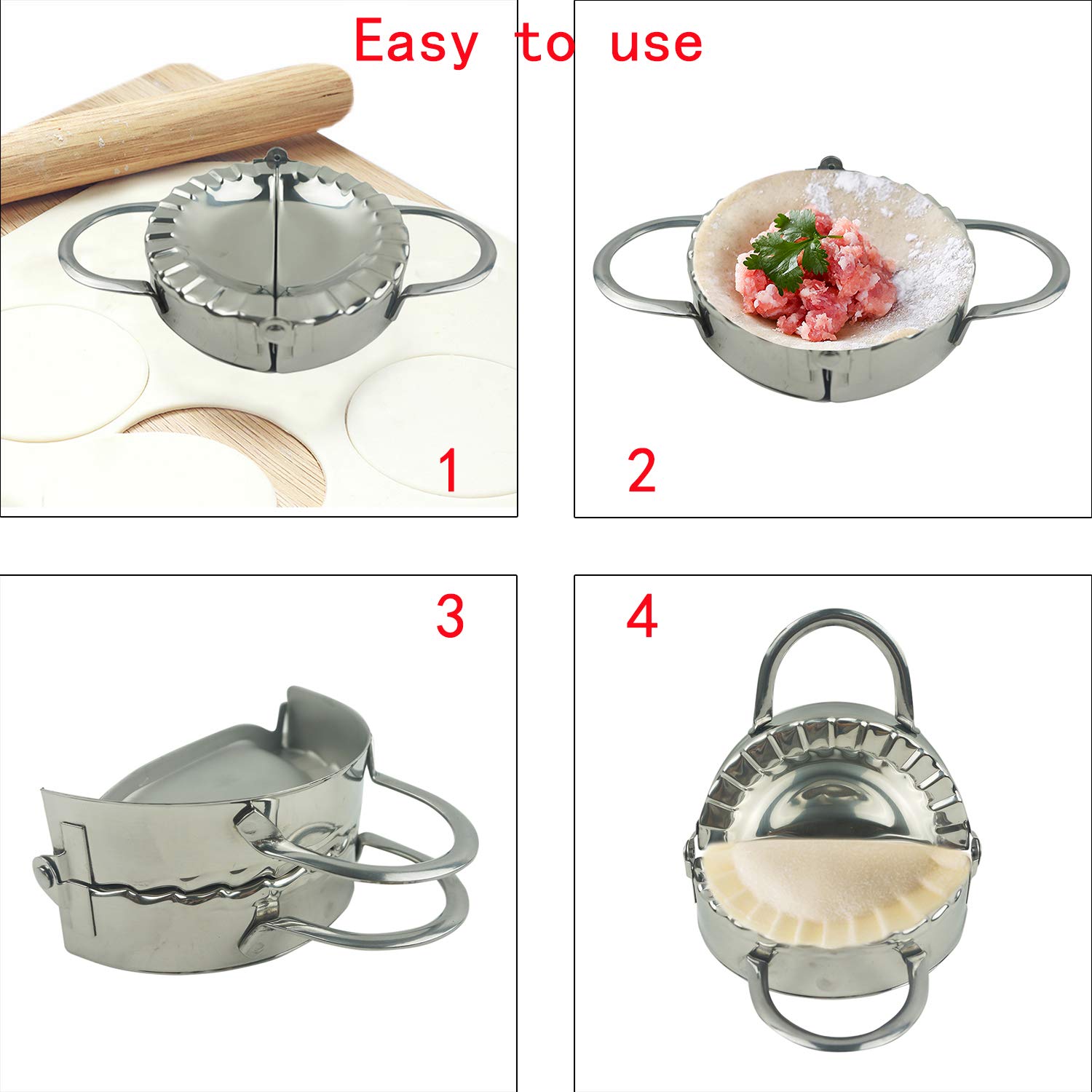 6 Inch Stainless Steel Dumpling Maker - Chinese Jiaozi, Empanada, Ravioli & Pierogi Press - Dough Cutter for Hand Pies, Pocket Pies & Pastries | Perfect for Home Cooking, Asian Cuisine & Italian Food Preparation