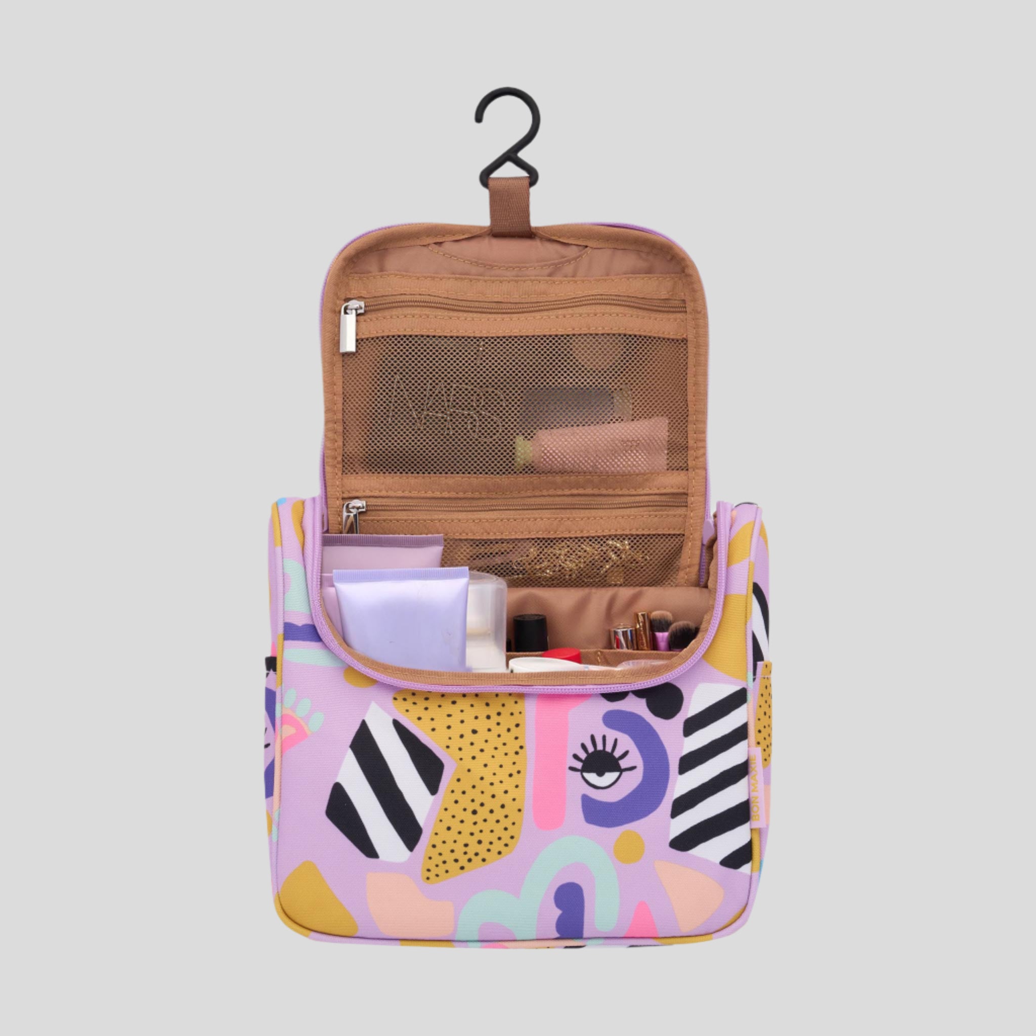 Bon Voyage Travel Toiletry Bag - Waterproof Cosmetic Organizer for Women & Men | Perfect for Airplane Carry-On, Gym, Camping & Weekend Getaways | Eye Love Purple Design