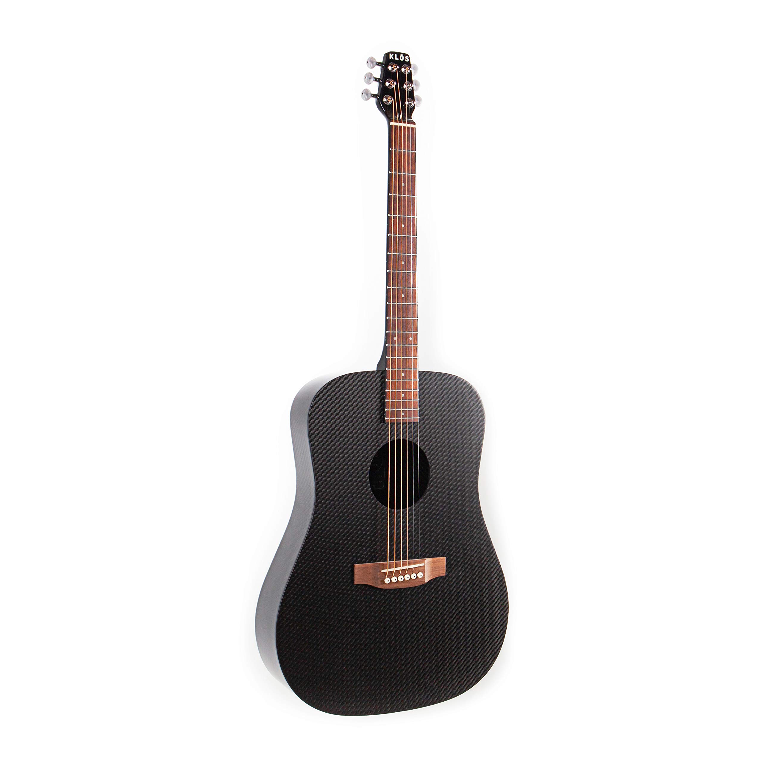Premium KLOS Full Size Carbon Fiber Acoustic Guitar - Black | Lightweight & Durable Travel Guitar with Gig Bag, Strap, Capo | Perfect for Beginners, Professionals & Outdoor Performances