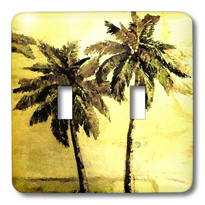 3D Rose Brown and Gold Palm Tree Toggle Switch Cover - Decorative Light Switch Plate for Bedroom, Bathroom, Living Room, Office Decor