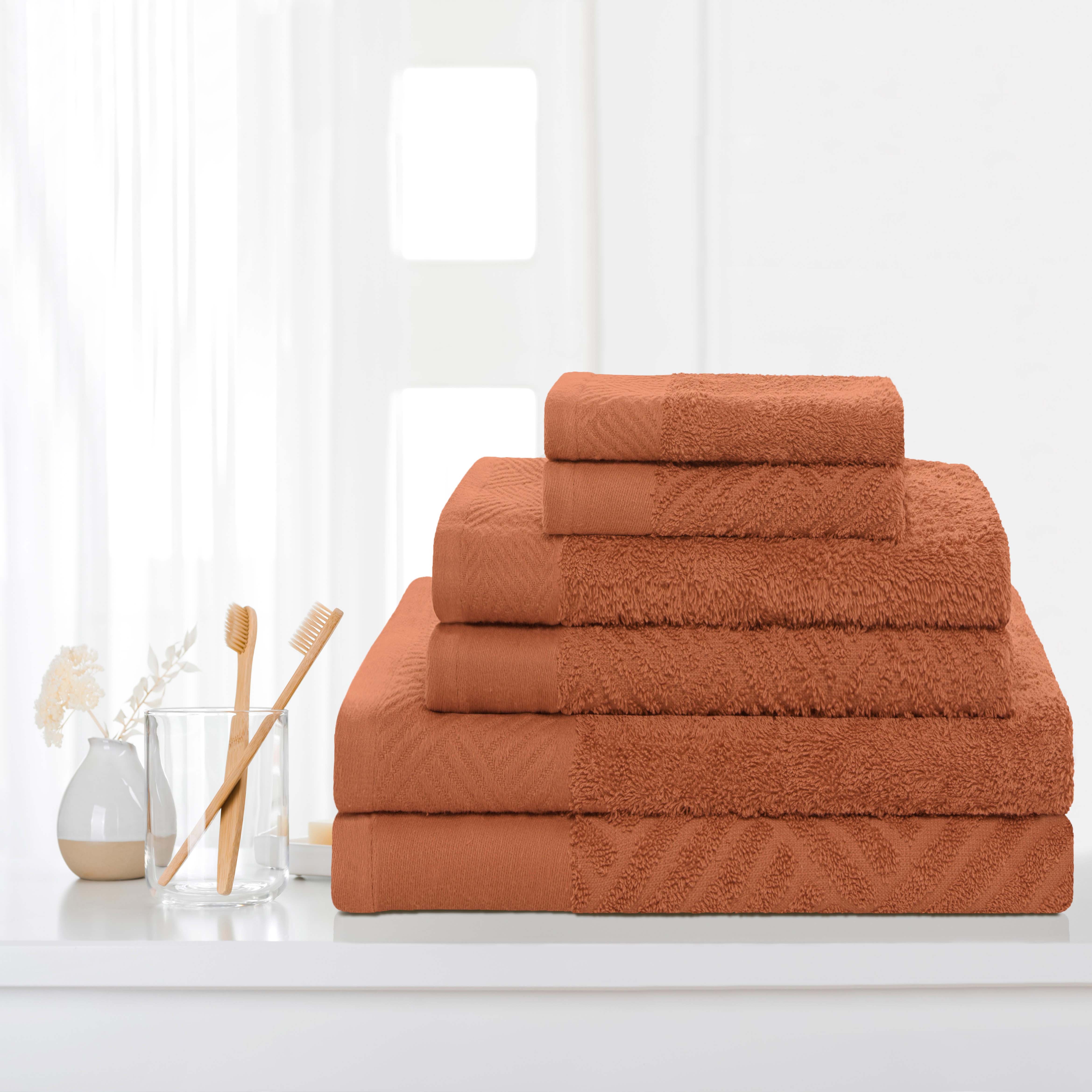 Luxury 6-Piece Egyptian Cotton Towel Set - Basketweave Jacquard & Solid Design - Ultra Soft & Absorbent Bath Towels for Spa, Hotel, or Home Use