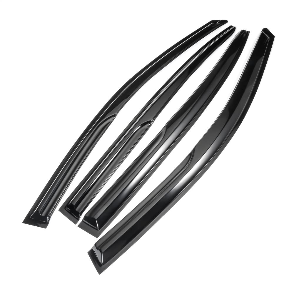 JDM Wavy Mugen Style Window Deflectors for 2013-2017 Honda Accord - 4-Piece Outside Mount Rain Guards - Reduce Wind Noise & Protect Interior from Rain/Sun - Perfect for Daily Commute & Road Trips