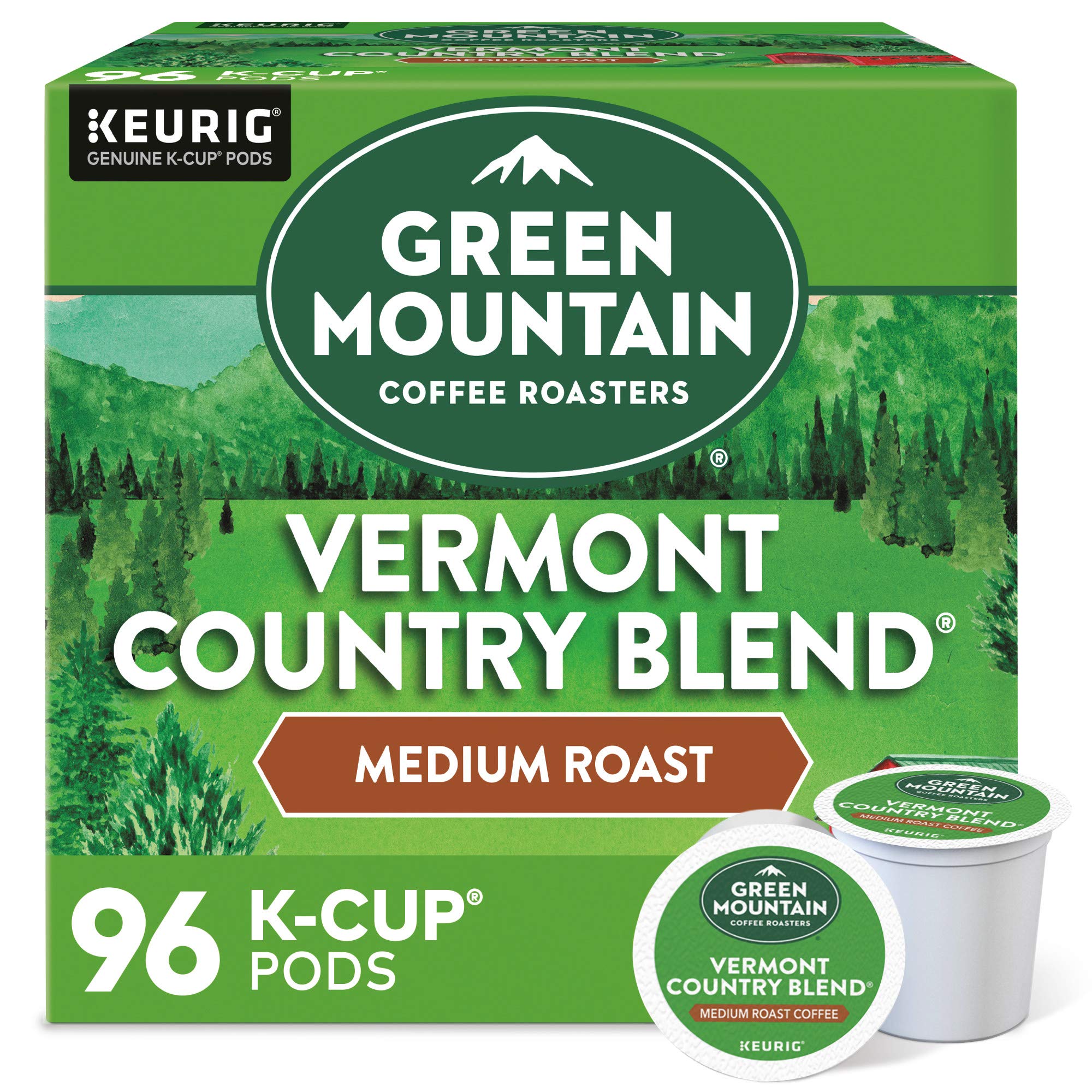 Green Mountain Coffee Roasters Vermont Country Blend Medium Roast K-Cup Pods - 96 Count Keurig Single-Serve Coffee for Home & Office Brewing | Perfect for Morning Boost or Afternoon Break