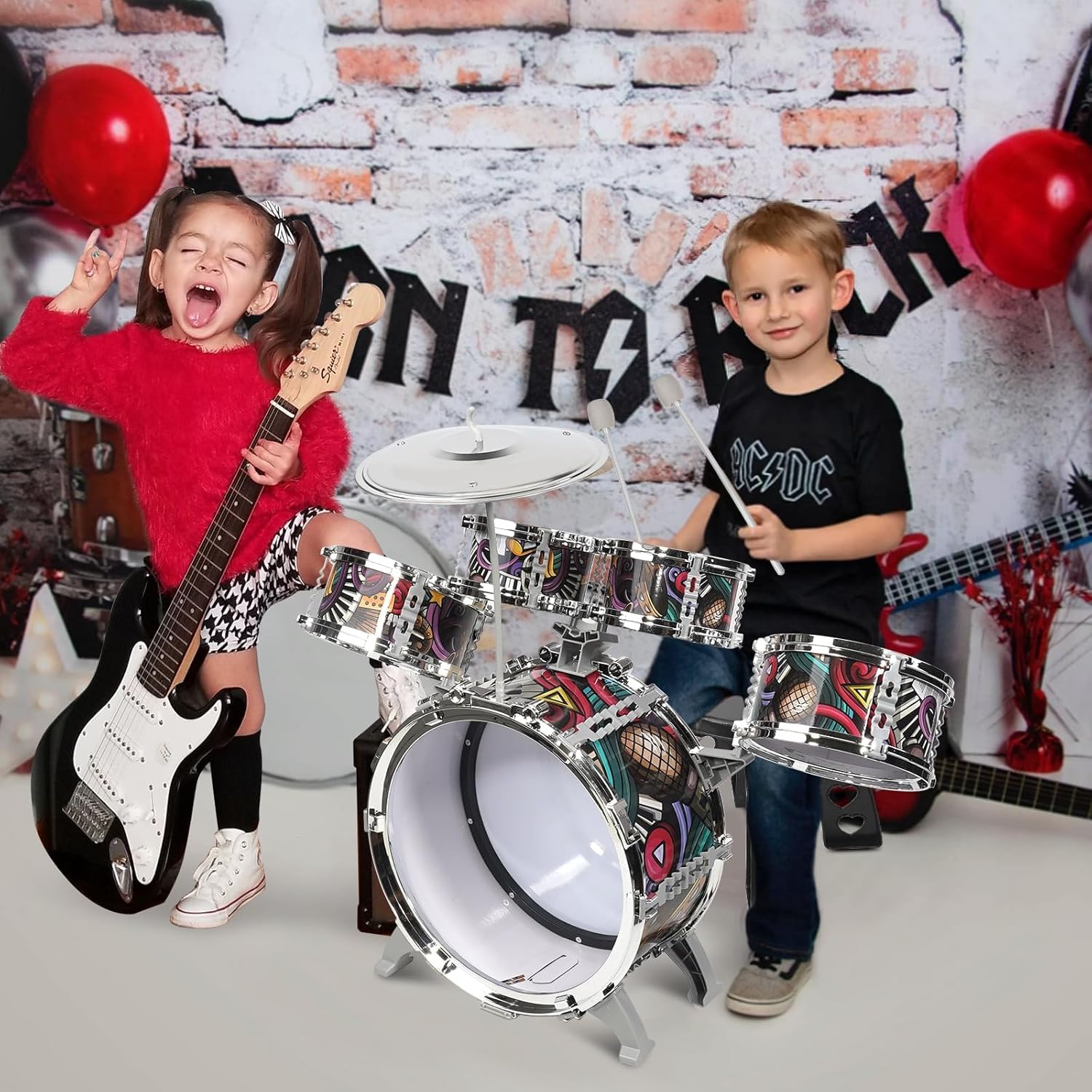 Raimy 5-Piece Toddler Drum Set - Mini Jazz Drum Kit for Kids Ages 3-8 | Musical Instruments Toy Gift for Boys & Girls | Perfect for Birthday, Christmas & Early Music Education