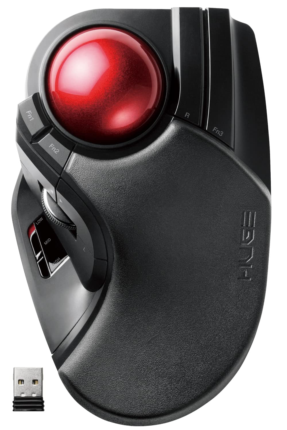 Elecom Wireless Trackball Mouse with 8 Programmable Buttons & Tilt Function - Ergonomic M-HT1DRXBK Black for CAD Design, Graphic Editing & Office Work