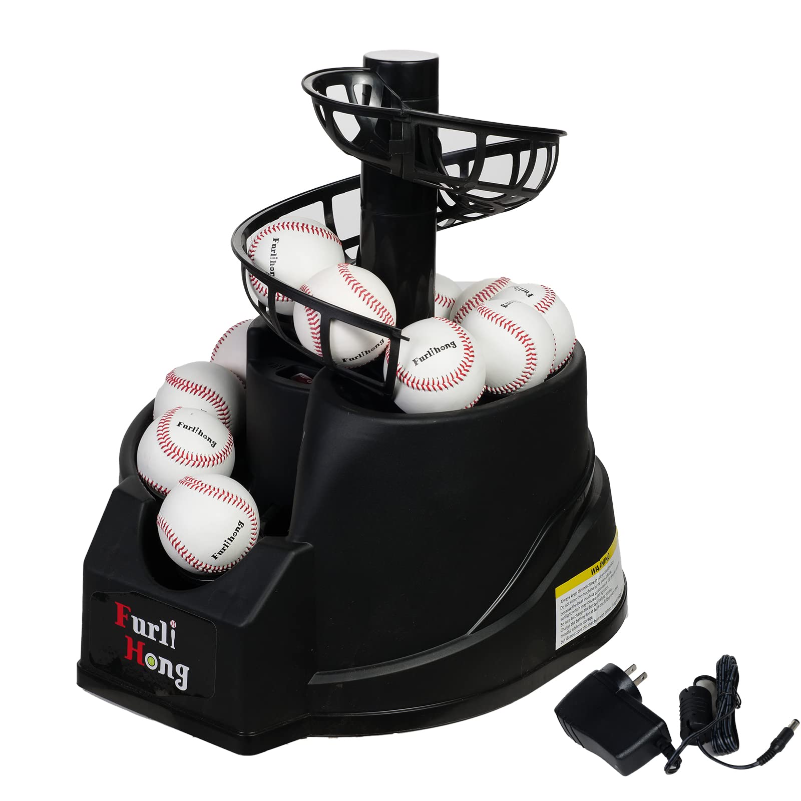 Rechargeable Baseball Pitching Machine with Extendable Ball Stacker - Adjustable Launching Heights for Regulation & Dimpled Balls - Perfect for Batting Practice & Baseball Training for All Ages - Ideal for Backyard, Field, and Team Practice Sessions