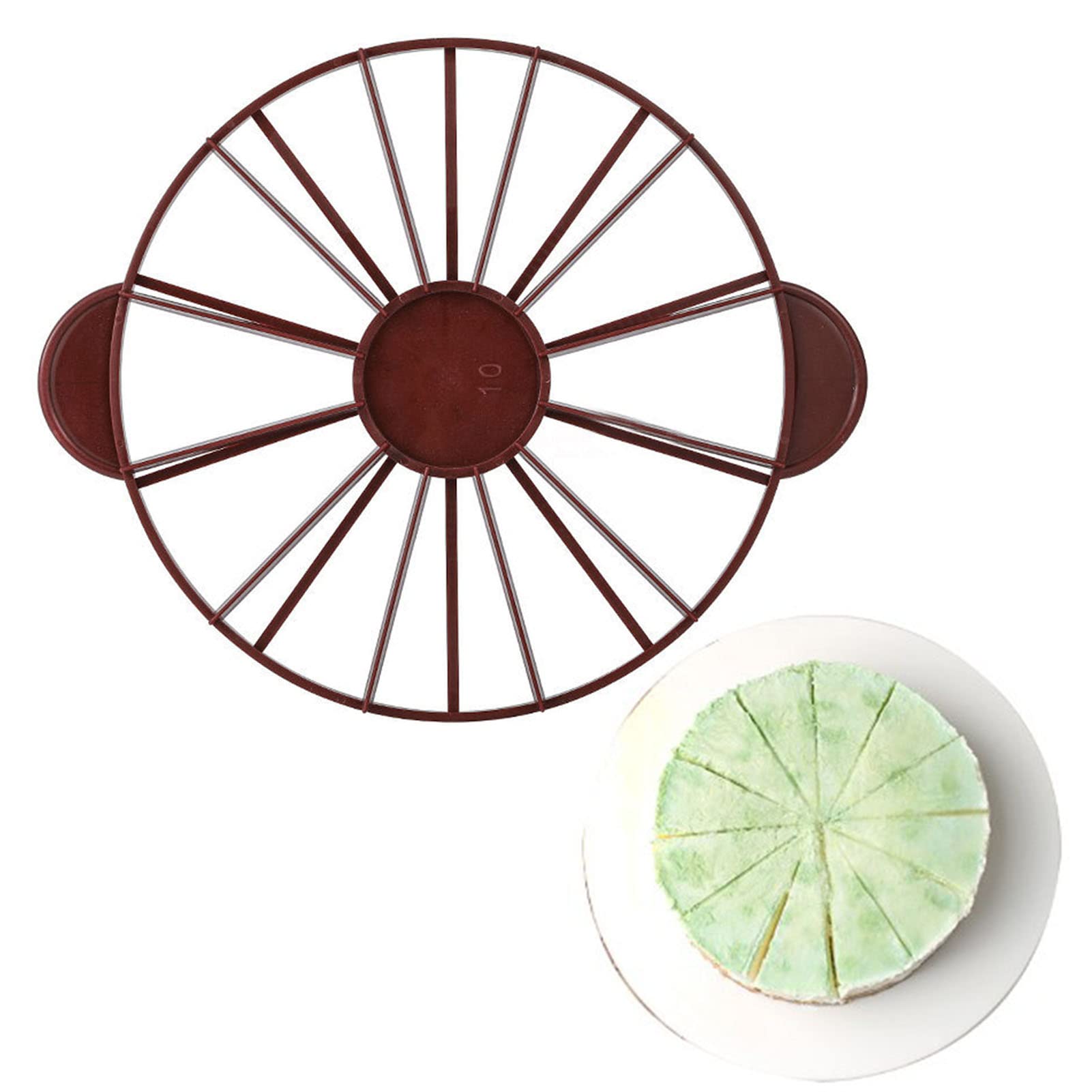 10/12 Piece Round Cake Portion Marker - Equal Bread & Cake Divider for Perfect Even Slices - Baking Tool (Dark Red) - Ideal for Birthday Cakes, Wedding Desserts & Professional Baking
