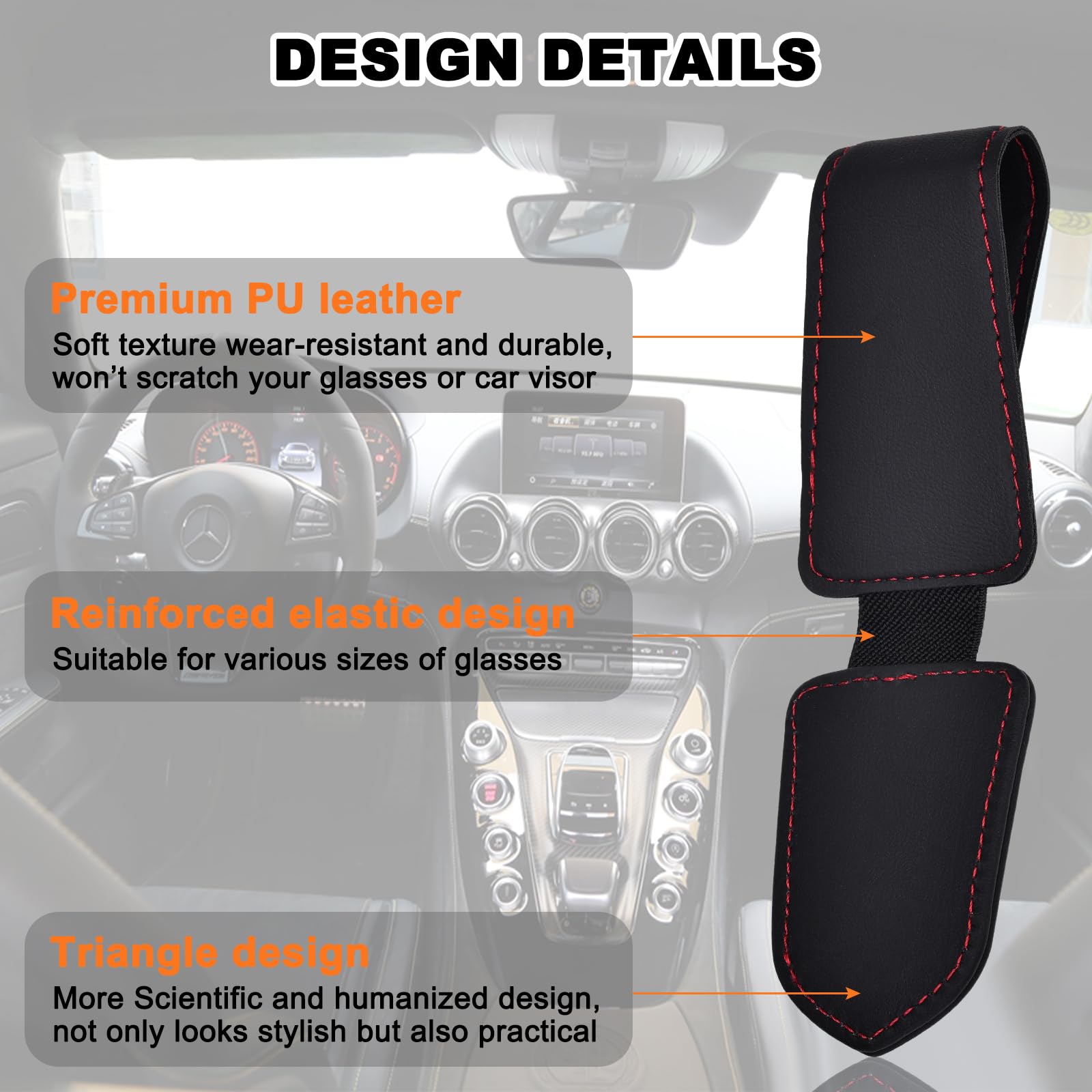 Premium Magnetic Leather Sunglasses Holder for Car Visor - 2 Pack Black Sunglasses Clip Car Accessories for Men & Women - Perfect for Road Trips, Commuting & Outdoor Adventures