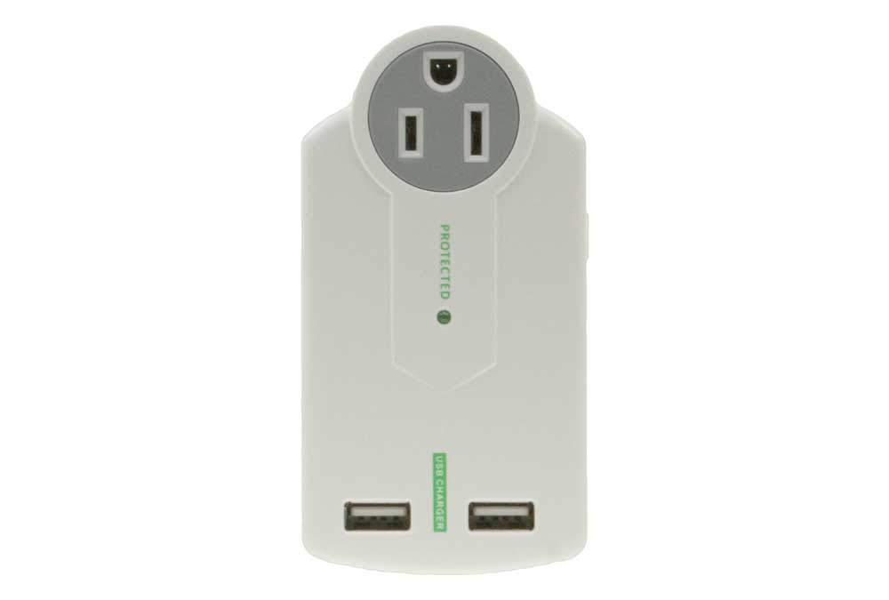 Compact 3-Outlet Wall Plug with 2 USB Ports (4.2A Total) - Perfect for Bedroom, Office & Travel Charging Multiple Devices
