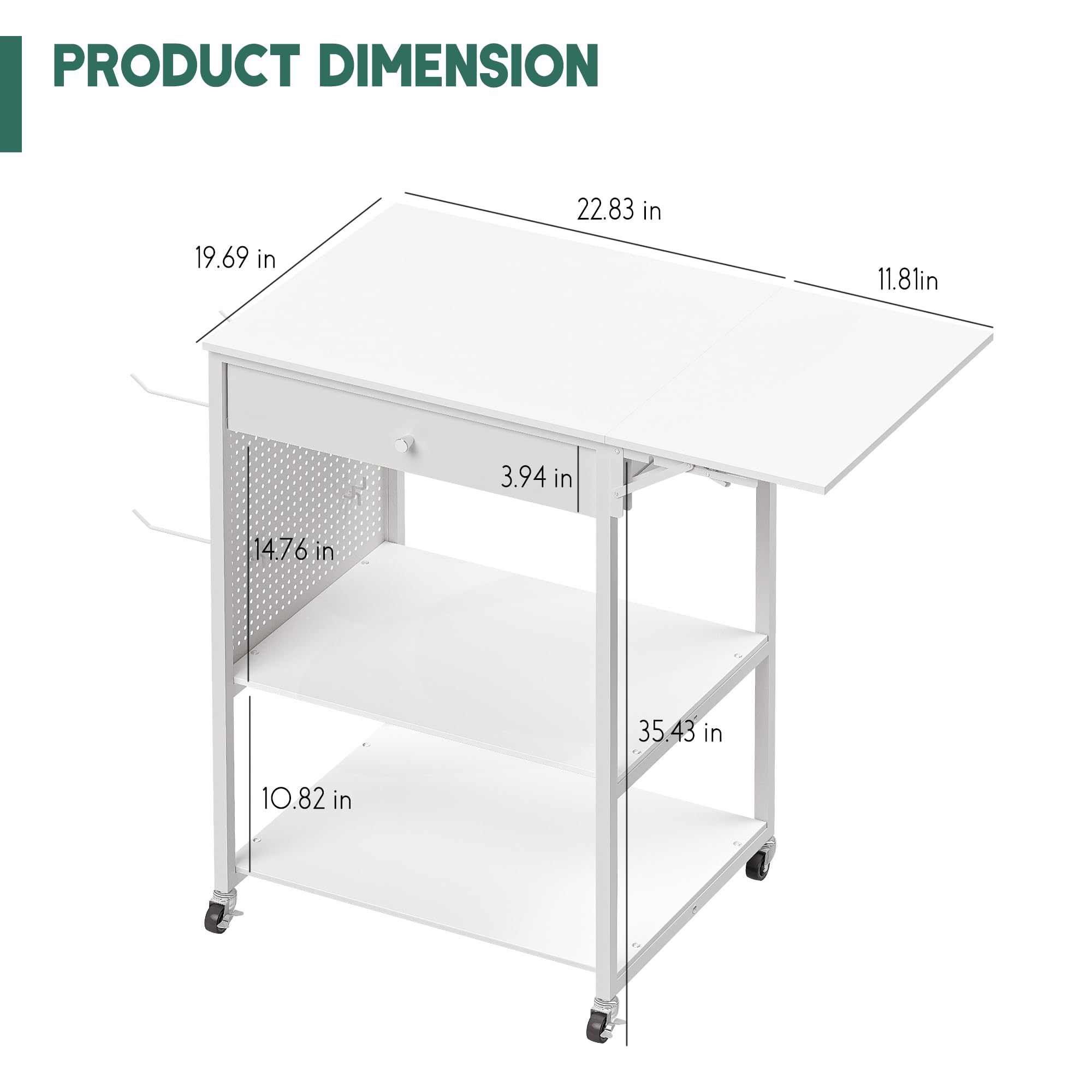 3D Printer Table with 40 Filament Storage - Rolling Workstation Desk Cart for 3D Printing | Perfect for Home Office, Studio & Workshop Organization