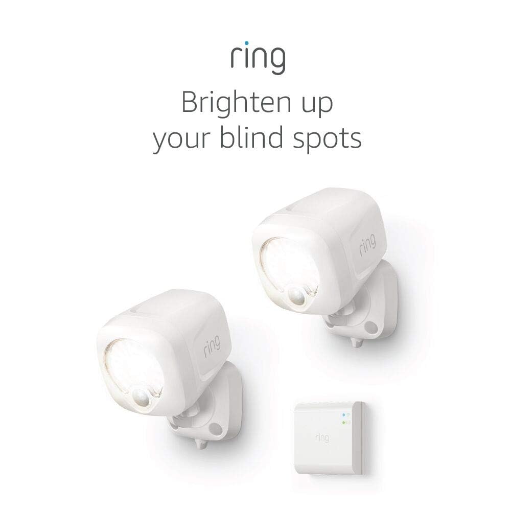Ring Smart Lighting – Battery-Powered Outdoor Motion-Sensor Security Spotlight, White (2-Pack Starter Kit) – Illuminate Your Home Security & Enhance Outdoor Safety for Driveways, Gardens & Entryways