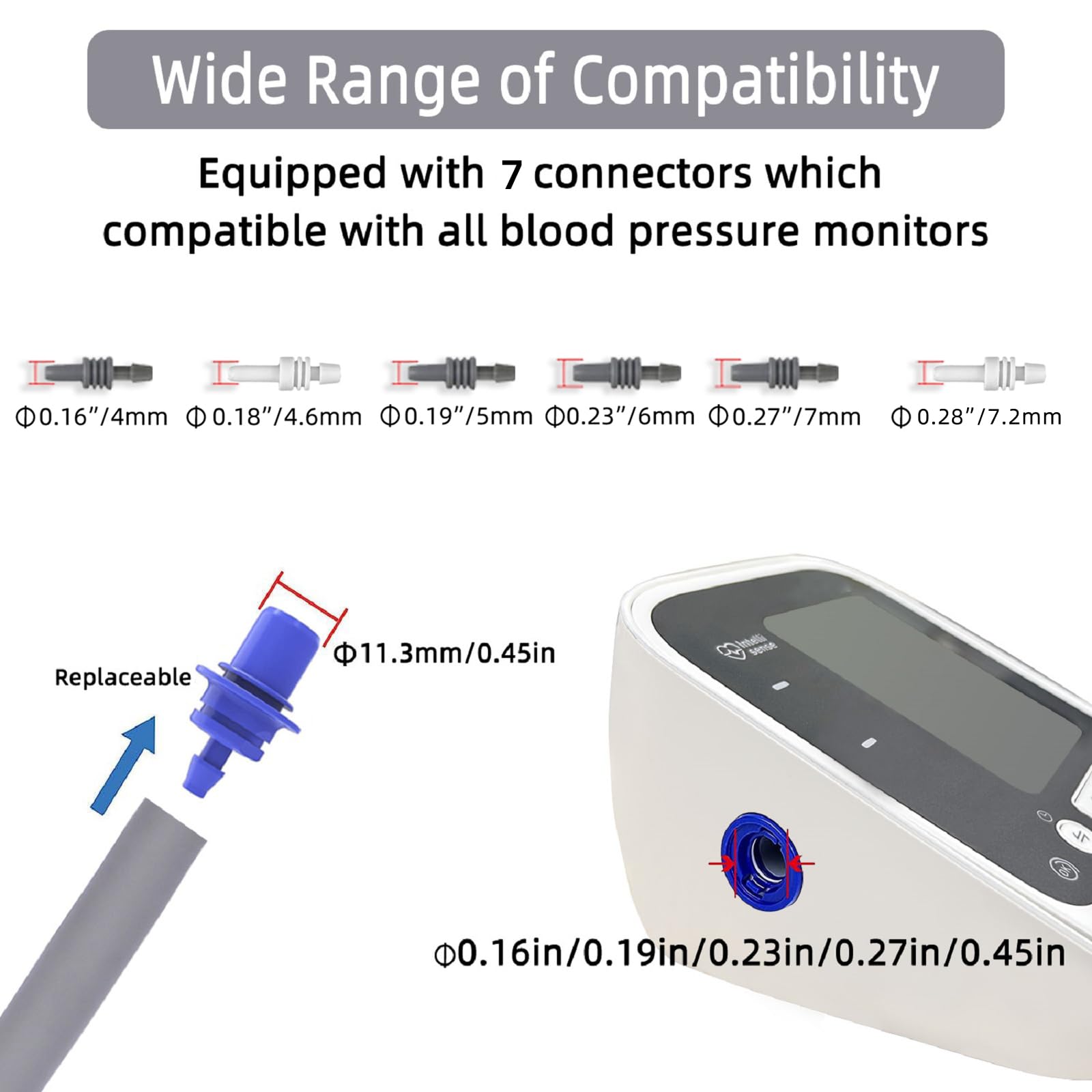 **Extra Large Blood Pressure Cuff 9”-26” (22-66CM) – XXXL Cuff Compatible with Omron BP Monitor, Replacement for Adult Big Arm – Includes 7 Connectors – Ideal for Home Health Monitoring & Medical Use**