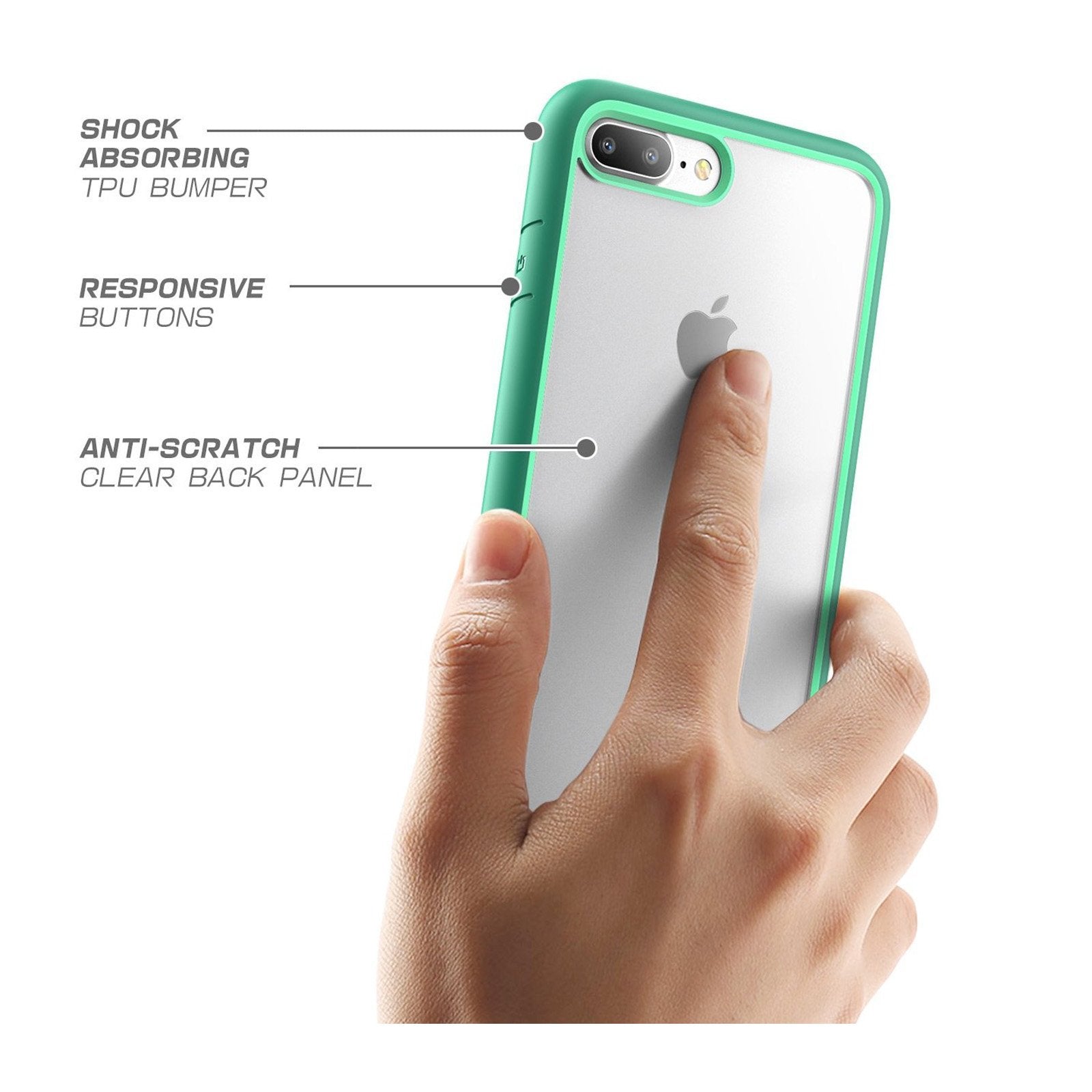 iPhone 8 Plus Case - Slim Clear Protective Cover with Unicorn Beetle Style in Green | Perfect for Everyday Use, Work & Outdoor Activities
