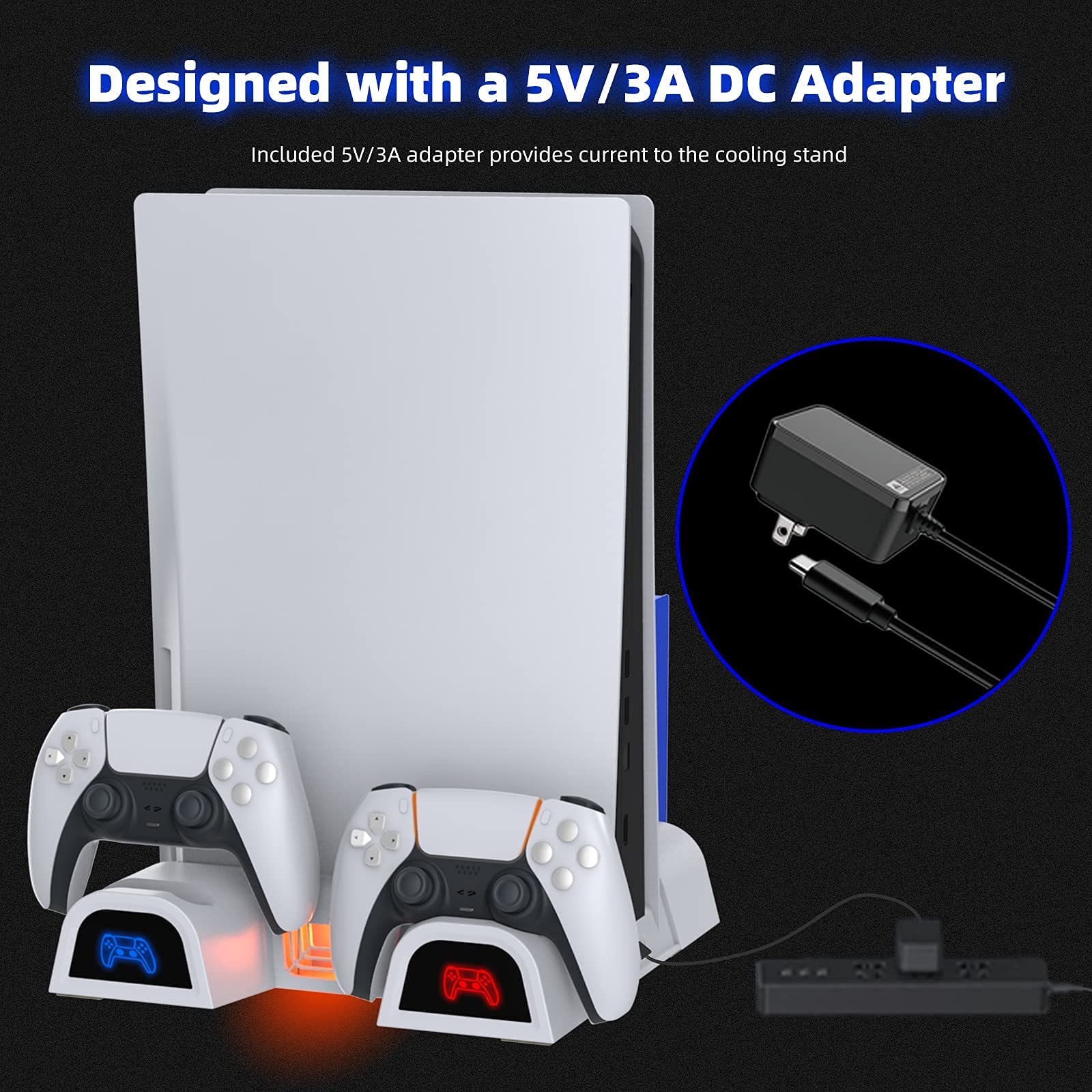 NexiGo PS5 Accessories Kit - Vertical Stand with Headset Holder, Dual Controller Charger, 10-Game Rack & 4-Port USB Hub for PlayStation 5 (Disc/Digital Edition) - Perfect for Gaming Setup & Organization